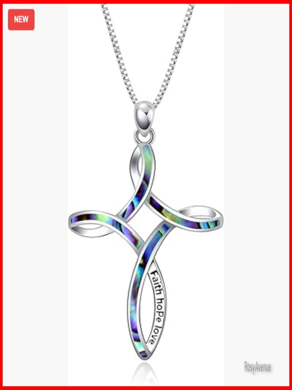 Sterling Silver Celtic Cross Pendant Necklace with Opal Stone